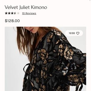 FP Movement by Free People Sheer Velvet Floral Kimono in Black and Gold